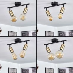 Hofstein Maidford Deckenleuchte Messing, Schwarz, 2-flammig -Bürolampen Verkäufe maidford deckenleuchte h3388129 1