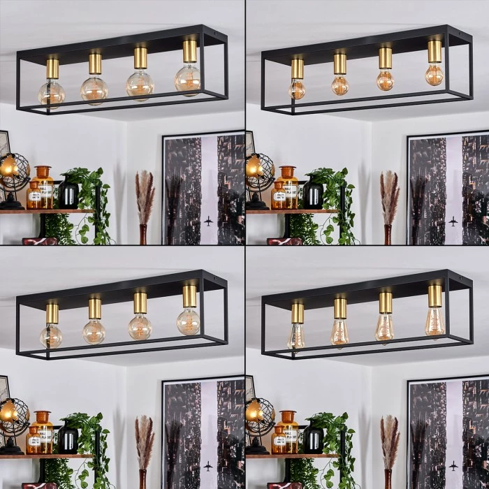 Hofstein Malao Deckenleuchte Messing, Schwarz, 4-flammig 2 Hofstein Malao Deckenleuchte Messing, Schwarz, 4-flammig – Bild 2