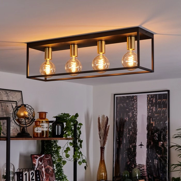 Hofstein Malao Deckenleuchte Messing, Schwarz, 4-flammig 7 Hofstein Malao Deckenleuchte Messing, Schwarz, 4-flammig – Bild 7