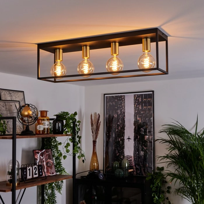 Hofstein Malao Deckenleuchte Messing, Schwarz, 4-flammig 9 Hofstein Malao Deckenleuchte Messing, Schwarz, 4-flammig – Bild 9