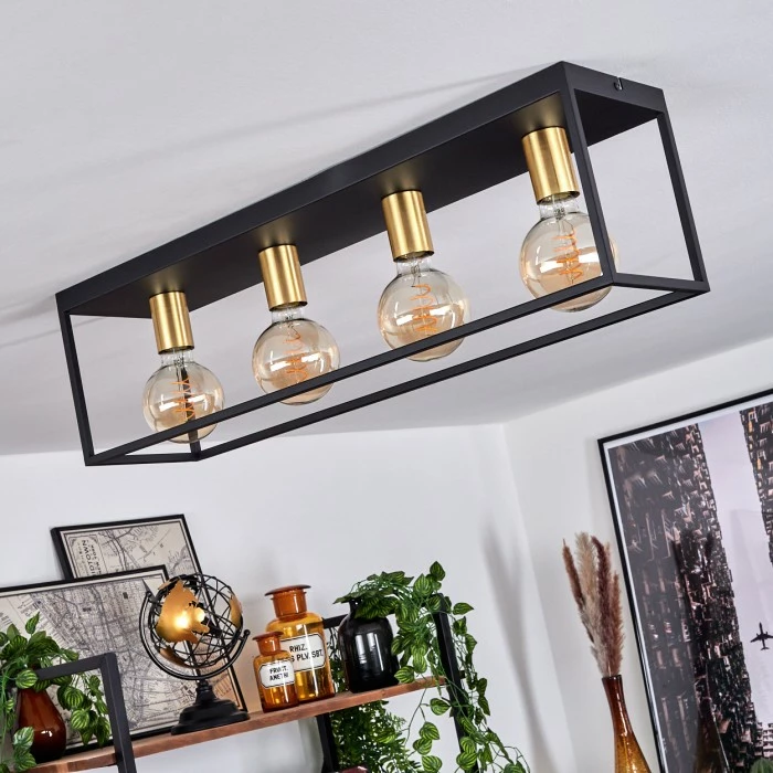 Hofstein Malao Deckenleuchte Messing, Schwarz, 4-flammig 10 Hofstein Malao Deckenleuchte Messing, Schwarz, 4-flammig – Bild 10