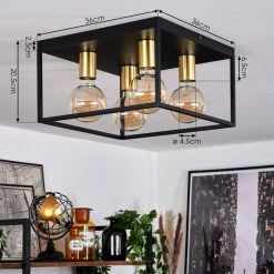 Hofstein Malao Deckenleuchte Messing, Schwarz, 4-flammig -Bürolampen Verkäufe malao deckenleuchte h3019290 3