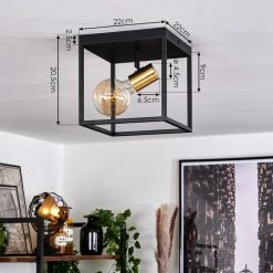 Hofstein Malao Deckenleuchte Messing, Schwarz, 1-flammig -Bürolampen Verkäufe malao deckenleuchte h3019306 4