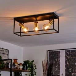 Hofstein Malao Deckenleuchte Messing, Schwarz, 3-flammig