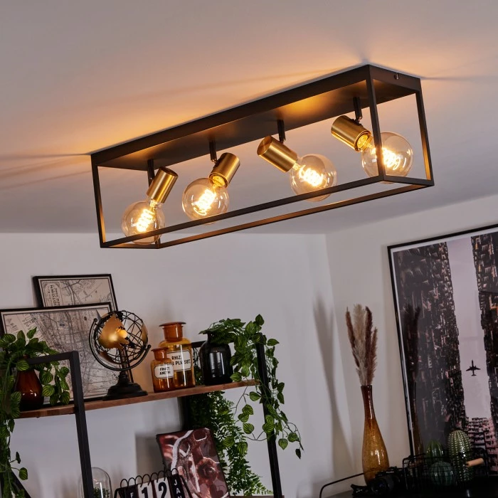 Hofstein Malao Deckenleuchte Messing, Schwarz, 4-flammig 1 Hofstein Malao Deckenleuchte Messing, Schwarz, 4-flammig