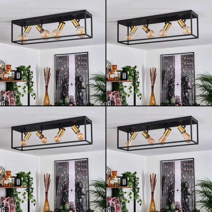 Hofstein Malao Deckenleuchte Messing, Schwarz, 4-flammig 2 Hofstein Malao Deckenleuchte Messing, Schwarz, 4-flammig – Bild 2