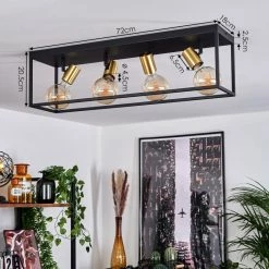 Hofstein Malao Deckenleuchte Messing, Schwarz, 4-flammig 13 Hofstein Malao Deckenleuchte Messing, Schwarz, 4-flammig -Bürolampen Verkäufe malao deckenleuchte h3019337 3