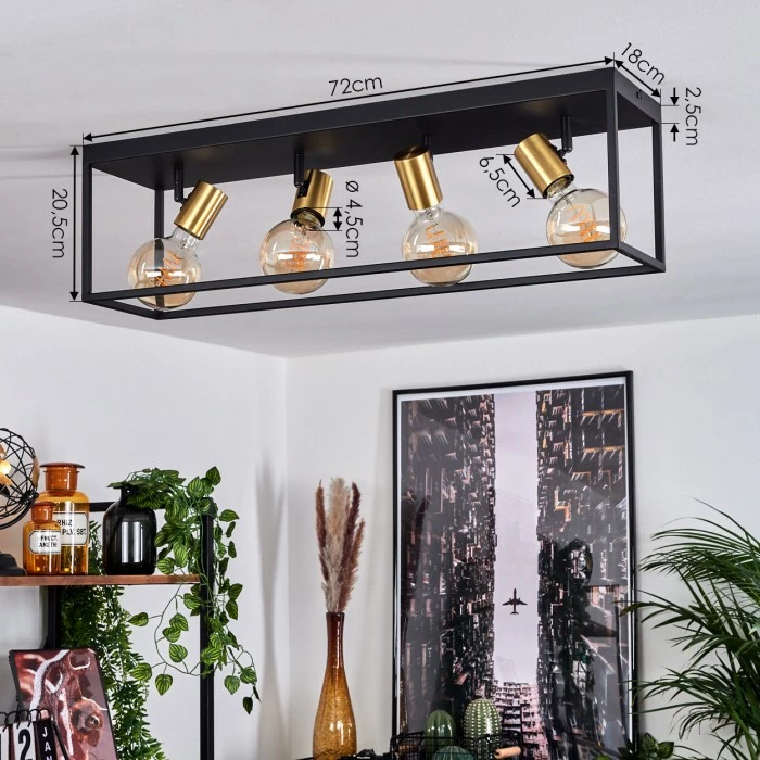 Hofstein Malao Deckenleuchte Messing, Schwarz, 4-flammig 4 Hofstein Malao Deckenleuchte Messing, Schwarz, 4-flammig – Bild 4