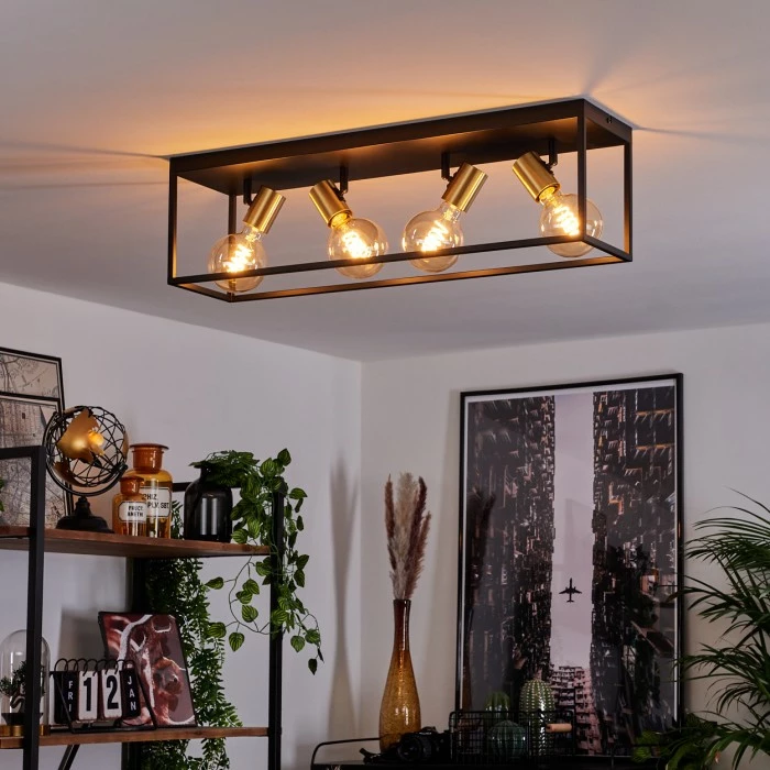 Hofstein Malao Deckenleuchte Messing, Schwarz, 4-flammig 7 Hofstein Malao Deckenleuchte Messing, Schwarz, 4-flammig – Bild 7