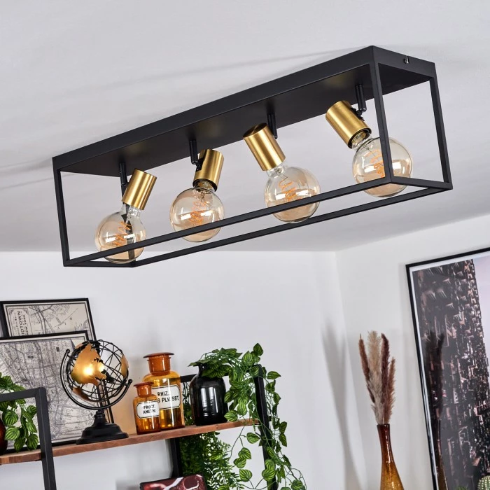 Hofstein Malao Deckenleuchte Messing, Schwarz, 4-flammig 10 Hofstein Malao Deckenleuchte Messing, Schwarz, 4-flammig – Bild 10