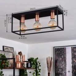 Hofstein Malao Deckenleuchte Schwarz, Roségold, 3-flammig -Bürolampen Verkäufe malao deckenleuchte h3019382 3