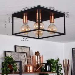 Hofstein Malao Deckenleuchte Schwarz, Roségold, 4-flammig -Bürolampen Verkäufe malao deckenleuchte h3019405 3