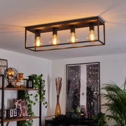 Hofstein Malao Deckenleuchte Schwarz, 4-flammig