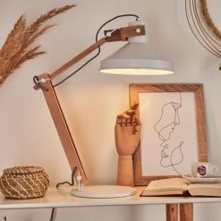 Hofstein Manothe Tischleuchte Weiß, Naturfarben, 1-flammig -Bürolampen Verkäufe manothe tischleuchte h3535288 10