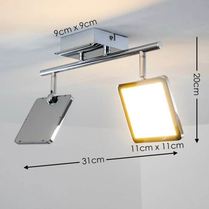 Hofstein Monteria Deckenleuchte LED Chrom, 2-flammig 2 Hofstein Monteria Deckenleuchte LED Chrom, 2-flammig – Bild 2