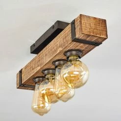 Hofstein Montgomery Deckenleuchte Schwarz, Holz dunkel, 4-flammig -Bürolampen Verkäufe montgomery deckenleuchte h3367926 5
