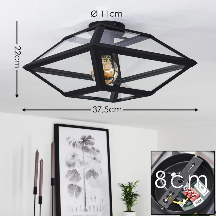 Hofstein Moraira Deckenleuchte Schwarz, 1-flammig 2 Hofstein Moraira Deckenleuchte Schwarz, 1-flammig – Bild 2