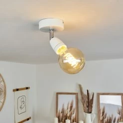 Hofstein Musland Deckenleuchte Chrom, Weiß, 1-flammig