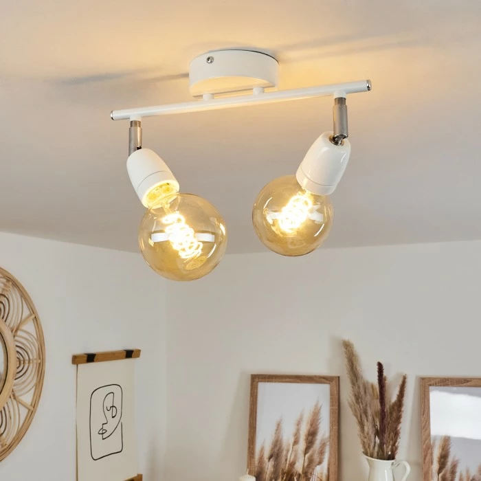 Hofstein Musland Deckenleuchte Chrom, Weiß, 2-flammig 1 Hofstein Musland Deckenleuchte Chrom, Weiß, 2-flammig