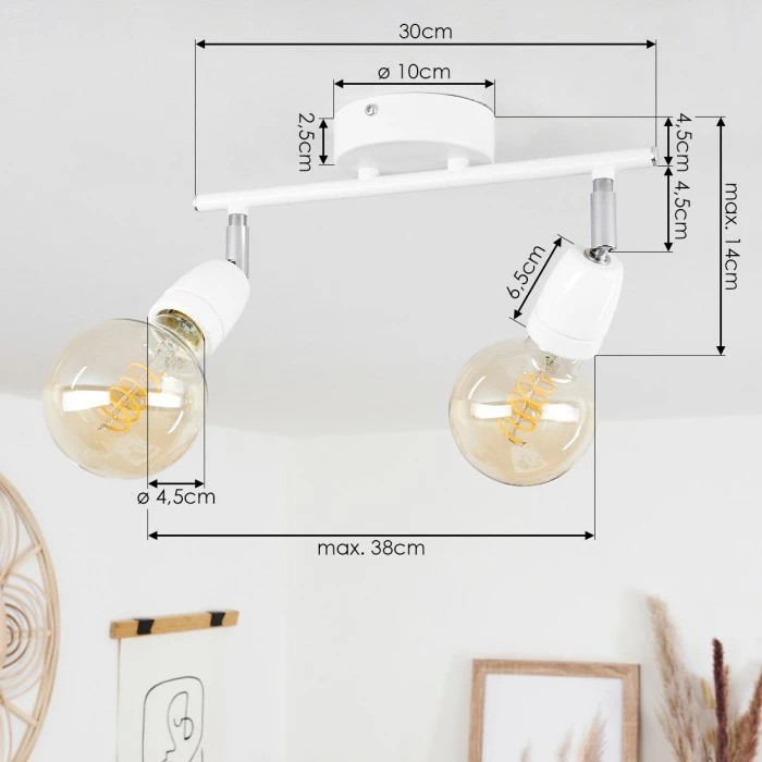 Hofstein Musland Deckenleuchte Chrom, Weiß, 2-flammig 4 Hofstein Musland Deckenleuchte Chrom, Weiß, 2-flammig – Bild 4