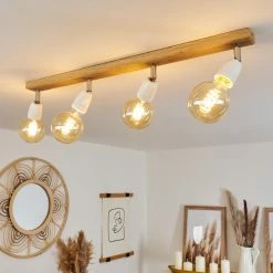 Hofstein Musland Deckenleuchte Chrom, Braun, 4-flammig