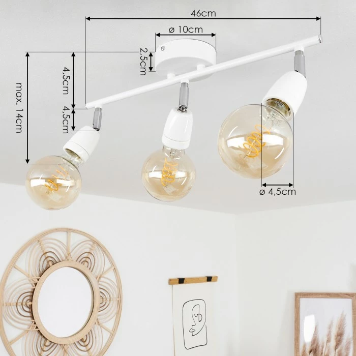Hofstein Musland Deckenleuchte Chrom, Weiß, 3-flammig 4 Hofstein Musland Deckenleuchte Chrom, Weiß, 3-flammig – Bild 4
