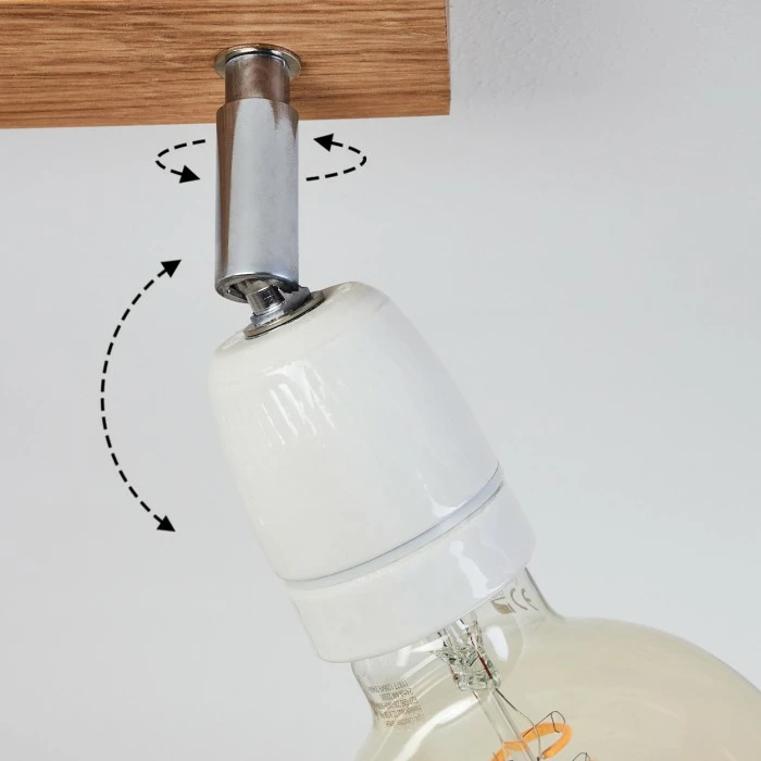 Hofstein Musland Deckenleuchte Chrom, Weiß, Holz dunkel, 3-flammig 6 Hofstein Musland Deckenleuchte Chrom, Weiß, Holz dunkel, 3-flammig – Bild 6