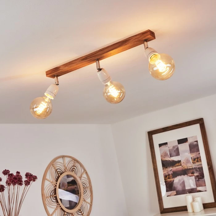 Hofstein Musland Deckenleuchte Chrom, Weiß, Holz dunkel, 3-flammig 9 Hofstein Musland Deckenleuchte Chrom, Weiß, Holz dunkel, 3-flammig – Bild 9