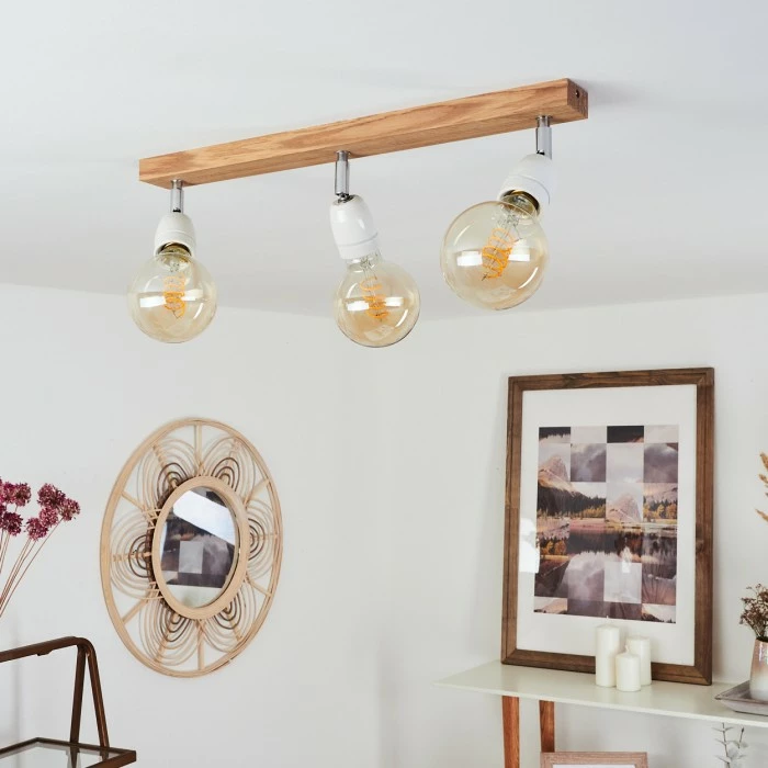 Hofstein Musland Deckenleuchte Chrom, Weiß, Holz dunkel, 3-flammig 10 Hofstein Musland Deckenleuchte Chrom, Weiß, Holz dunkel, 3-flammig – Bild 10