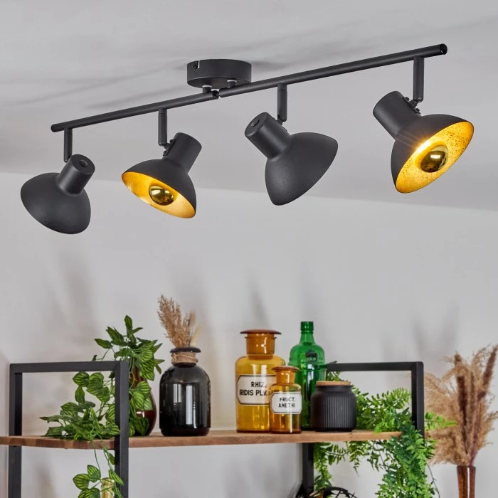 Hofstein Neiden Deckenleuchte Schwarz-Gold, 4-flammig 1 Hofstein Neiden Deckenleuchte Schwarz-Gold, 4-flammig