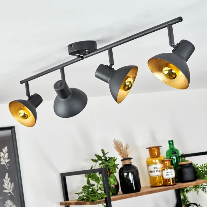 Hofstein Neiden Deckenleuchte Schwarz-Gold, 4-flammig 2 Hofstein Neiden Deckenleuchte Schwarz-Gold, 4-flammig – Bild 2