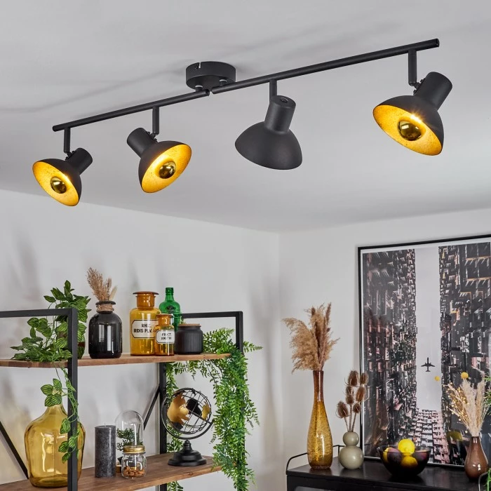 Hofstein Neiden Deckenleuchte Schwarz-Gold, 4-flammig 7 Hofstein Neiden Deckenleuchte Schwarz-Gold, 4-flammig – Bild 7