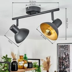 Hofstein Neiden Deckenspot Schwarz-Gold, 2-flammig -Bürolampen Verkäufe neiden deckenspot h3092453 do1 3