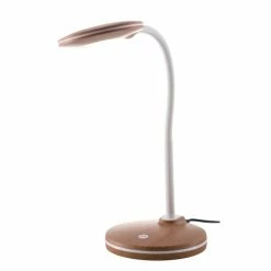 Nino Leuchten CARMEN Tischleuchte LED Weiß, Holz dunkel, 1-flammig