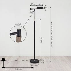 Hofstein Norrlida Stehleuchte LED Chrom, Schwarz, 1-flammig -Bürolampen Verkäufe norrlida stehleuchte h3426104 3