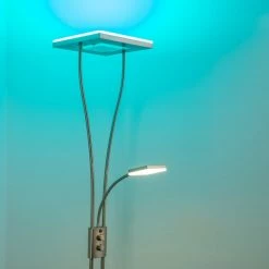 Hofstein Notigi Deckenfluter LED Nickel-Matt, 2-flammig, Fernbedienung, Farbwechsler -Bürolampen Verkäufe notigi deckenfluter h000632 17