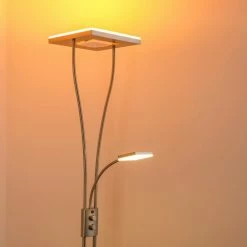 Hofstein Notigi Deckenfluter LED Nickel-Matt, 2-flammig, Fernbedienung, Farbwechsler -Bürolampen Verkäufe notigi deckenfluter h000632 18