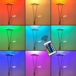 Hofstein Notigi Deckenfluter LED Nickel-Matt, 2-flammig, Fernbedienung, Farbwechsler -Bürolampen Verkäufe notigi deckenfluter h000632 3