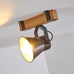 Hofstein Oksbol Deckenspot Grau, Hellbraun, Stahl gebürstet, 1-flammig -Bürolampen Verkäufe oksbol deckenspot h3350140 8