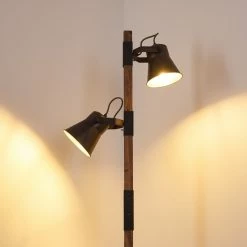 Hofstein Oksbol Stehleuchte Grau, Dunkelbraun, Stahl gebürstet, 2-flammig -Bürolampen Verkäufe oksbol stehleuchte h3350362 3