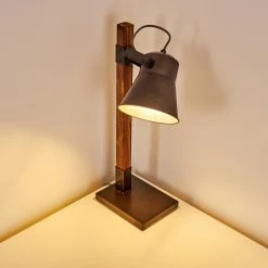 Hofstein Oksbol Tischleuchte Grau, Dunkelbraun, Stahl gebürstet, 1-flammig -Bürolampen Verkäufe oksbol tischleuchte h3349588 7