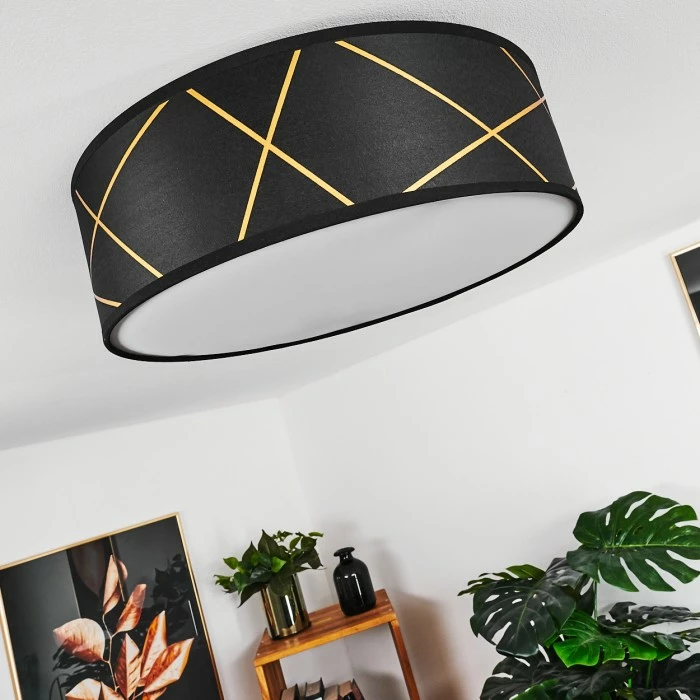 Hofstein Opatija Deckenleuchte Schwarz, Weiß, Gold, 3-flammig 2 Hofstein Opatija Deckenleuchte Schwarz, Weiß, Gold, 3-flammig – Bild 2