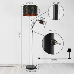 Hofstein Opatija Stehleuchte Chrom, Schwarz, 2-flammig -Bürolampen Verkäufe opatija stehleuchte h3421659 4