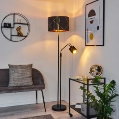 Hofstein Opatija Stehleuchte Chrom, Schwarz, 2-flammig -Bürolampen Verkäufe opatija stehleuchte h3421659 6