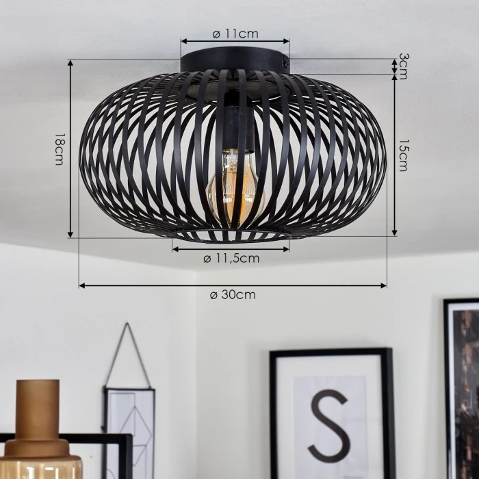 Hofstein Oravi Deckenleuchte Schwarz, 1-flammig 4 Hofstein Oravi Deckenleuchte Schwarz, 1-flammig – Bild 4