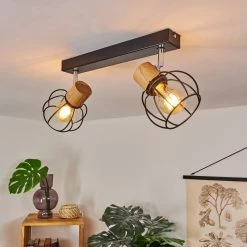 Hofstein Orkanger Deckenleuchte Chrom, Schwarz, Naturfarben, 2-flammig -Bürolampen Verkäufe orkanger deckenleuchte h3441602 10