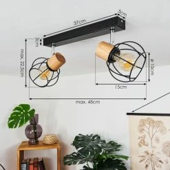 Hofstein Orkanger Deckenleuchte Chrom, Schwarz, Naturfarben, 2-flammig -Bürolampen Verkäufe orkanger deckenleuchte h3441602 3