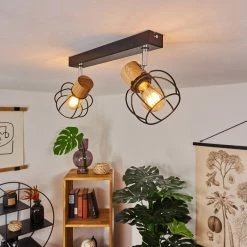 Hofstein Orkanger Deckenleuchte Chrom, Schwarz, Naturfarben, 2-flammig -Bürolampen Verkäufe orkanger deckenleuchte h3441602 6