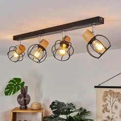 Hofstein Orkanger Deckenleuchte Chrom, Schwarz, Naturfarben, 4-flammig -Bürolampen Verkäufe orkanger deckenleuchte h3441626 10