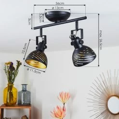 Hofstein Osina Deckenleuchte Schwarz, 2-flammig -Bürolampen Verkäufe osina deckenleuchte h3017579 3